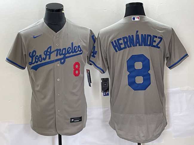 Los Angeles Dodgers #8 Enrique Hern??ndez Gray Flex Base Stitched Jersey